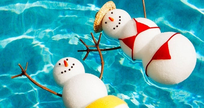 Two Snowman In The Pool