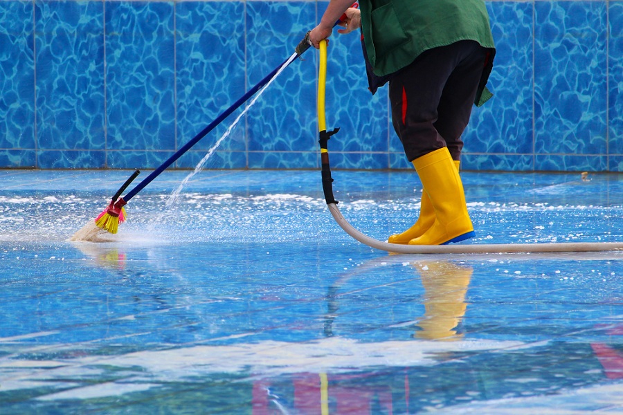 how to clean a dirty pool after a storm or flood